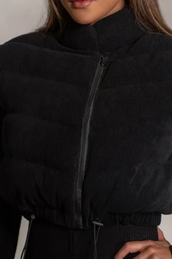 Black Delma Ribbed Puffer Vest