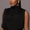 Black Desiree Mock Neck Top