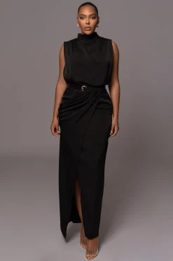 Black Desiree Mock Neck Top