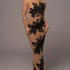 Black Edena Embroidered Midi Skirt