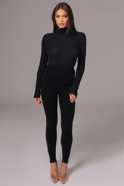 Black Effortless Knit Leggings