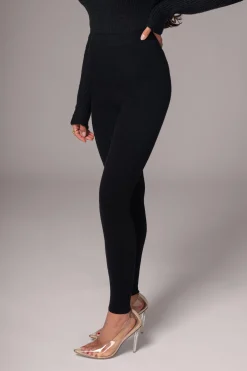 Black Effortless Knit Leggings