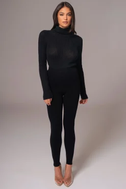 Black Effortless Knit Leggings