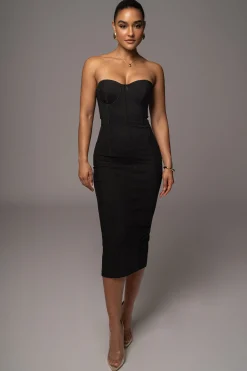Black Escape Mesh Midi Dress