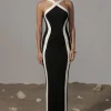 Black Fabiola Contrast Maxi Dress