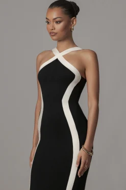 Black Fabiola Contrast Maxi Dress