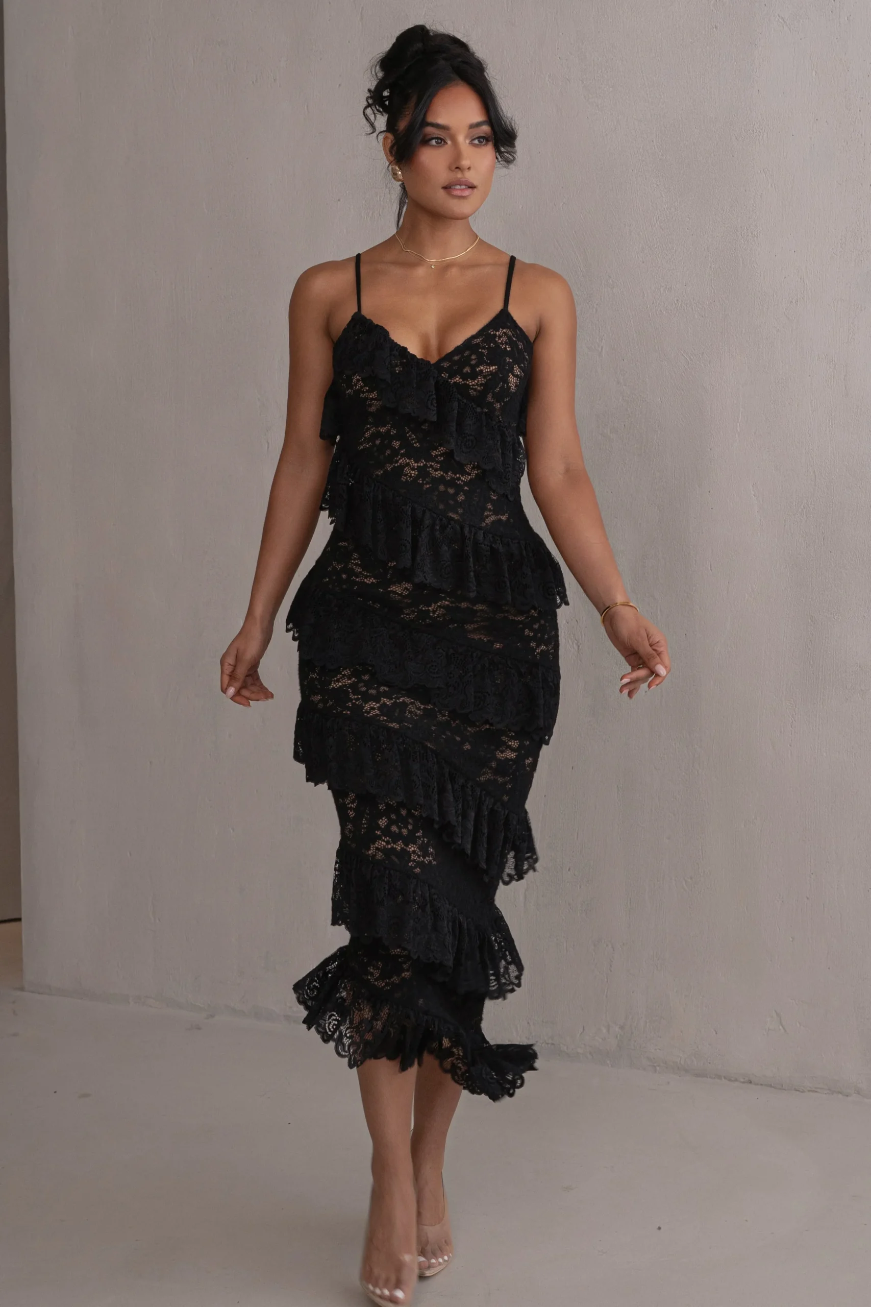 Black Feeling Of Forever Ruffle Dress