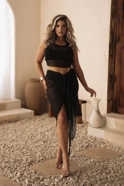 Black Fishnet Crop Tank