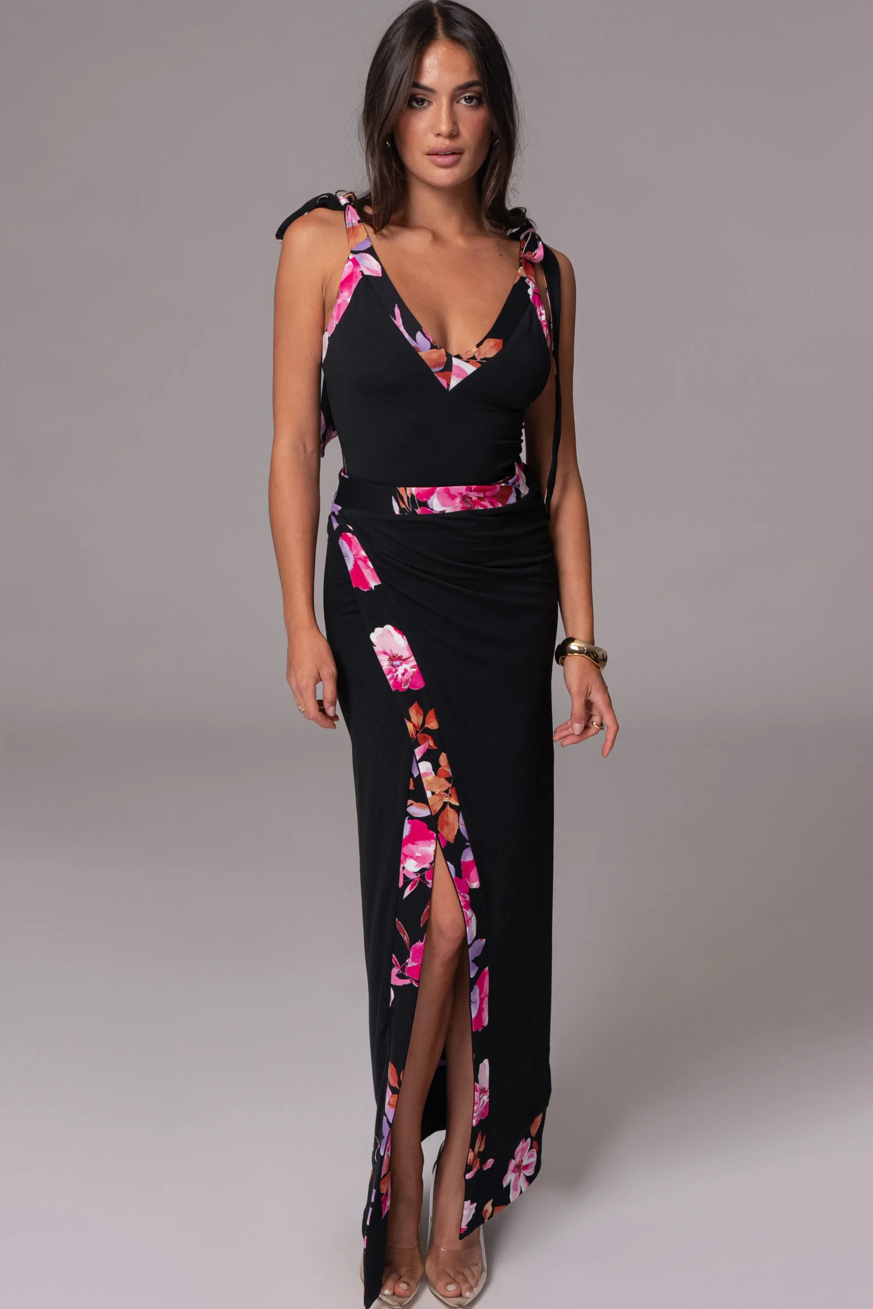 Black Floral Kamie Reversible Skirt Set