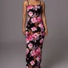 Black Floral Smooth Simplicity Maxi Dress