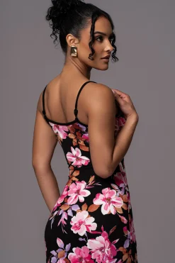 Black Floral Smooth Simplicity Maxi Dress