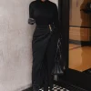 Black Gisele Slit Skirt