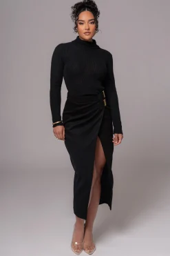 Black Gisele Slit Skirt