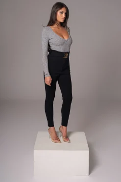 Black Golden Buckled Pants