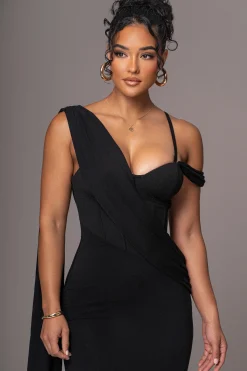 Black Grand Entrance Drape Dress