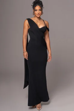 Black Grand Entrance Drape Dress