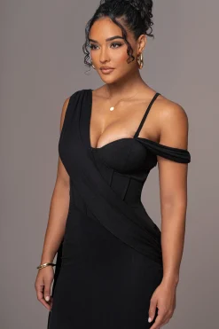 Black Grand Entrance Drape Dress