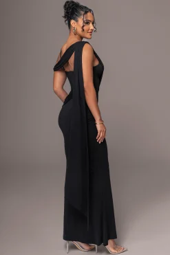 Black Grand Entrance Drape Dress