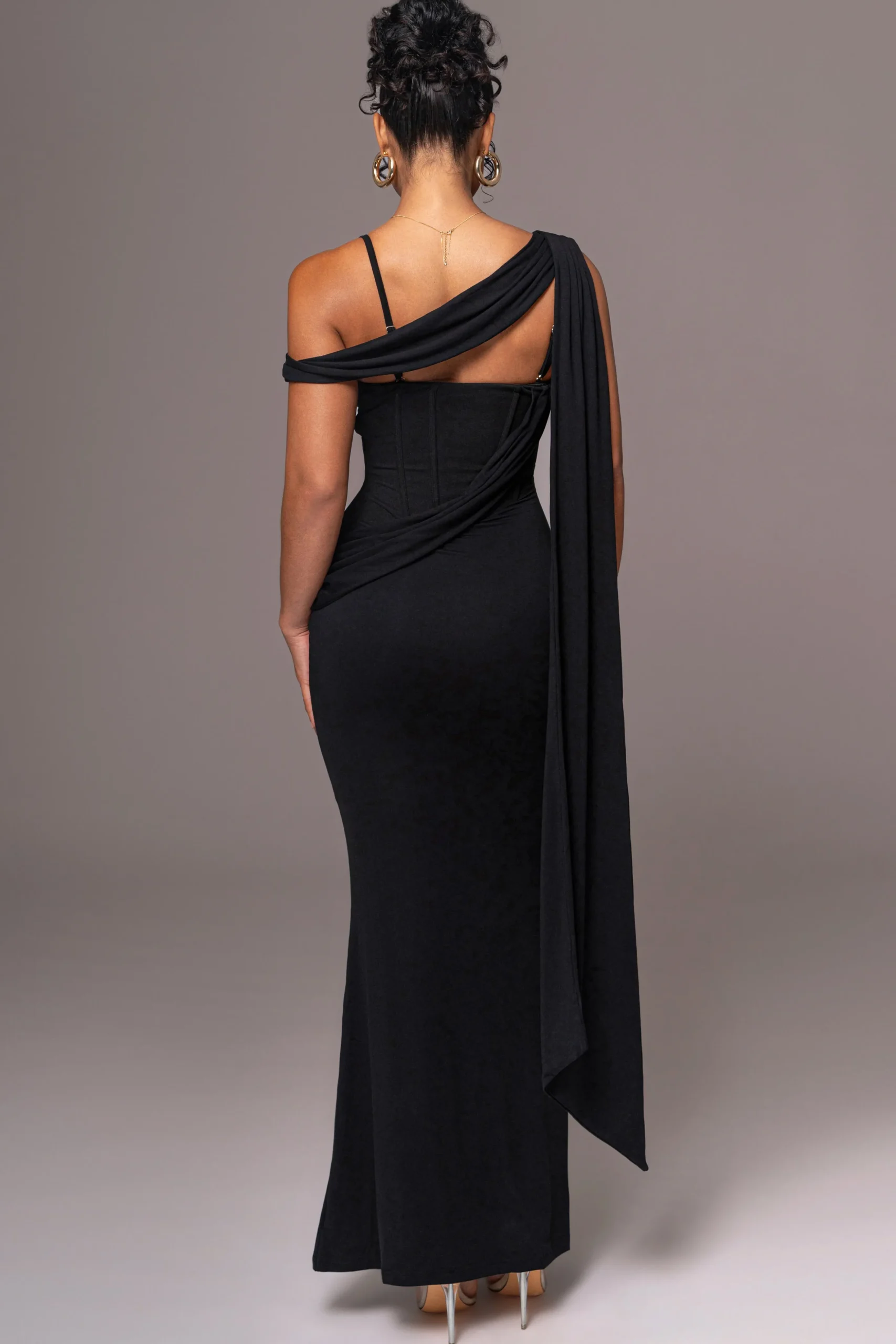 Black Grand Entrance Drape Dress