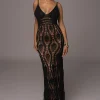 Black Great Escape Crochet Maxi Dress