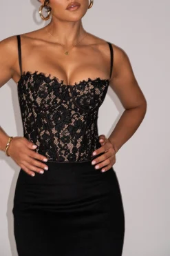 Black Grecia Lace Bustier Top