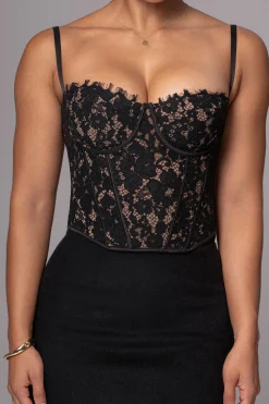Black Grecia Lace Bustier Top
