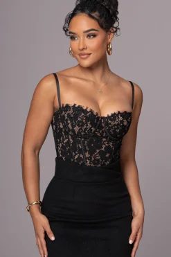 Black Grecia Lace Bustier Top