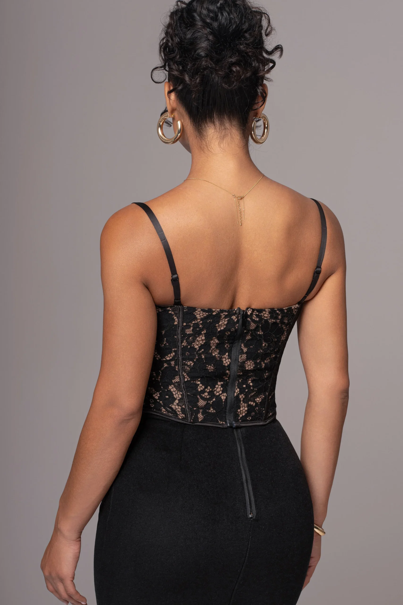 Black Grecia Lace Bustier Top