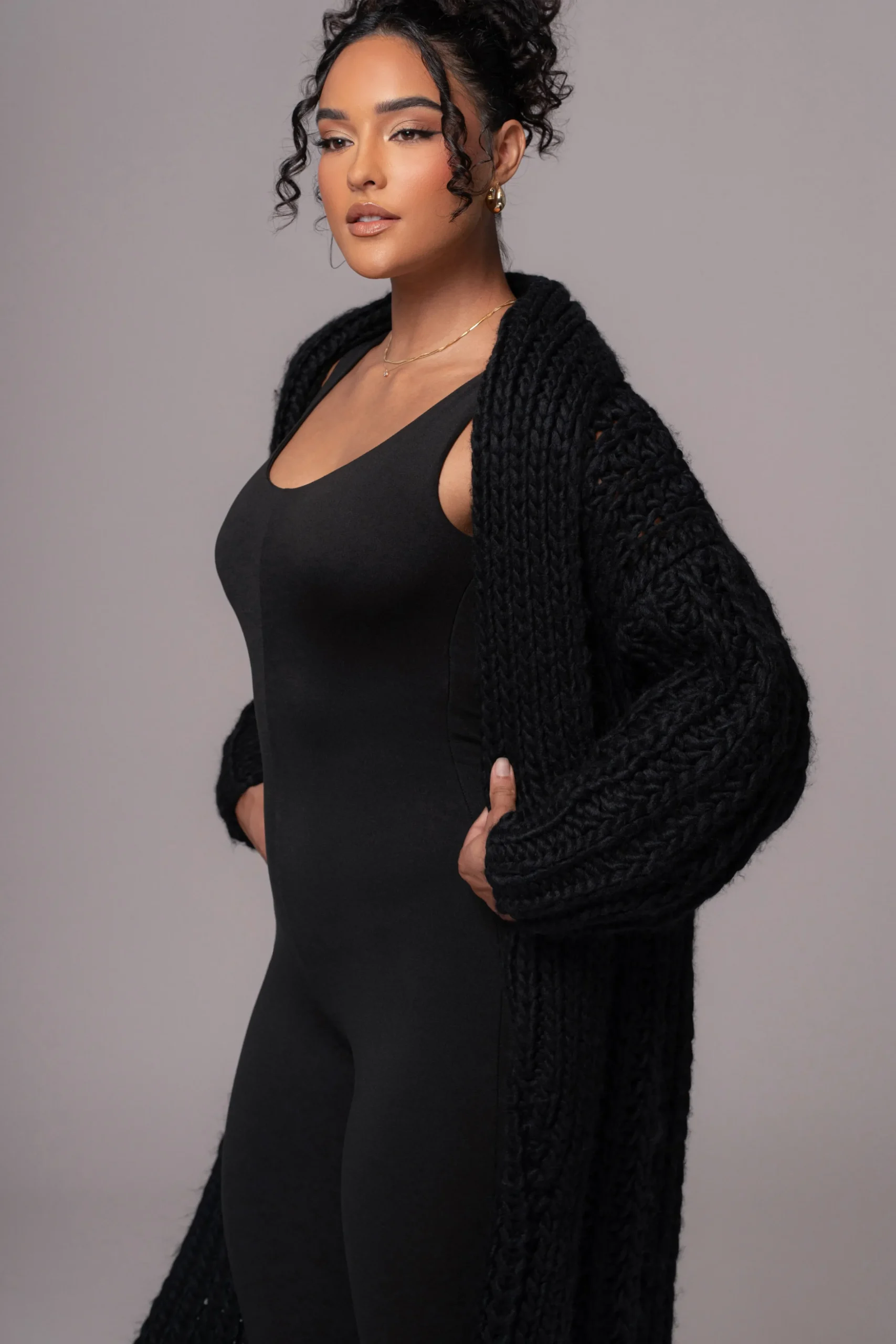 Black Hold Me Close Shawl Collar Cardigan