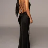 Black Irresistible Satin Maxi Dress