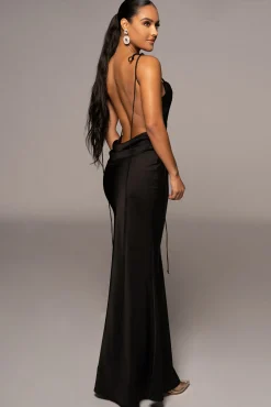 Black Irresistible Satin Maxi Dress