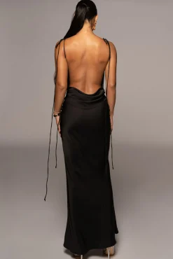 Black Irresistible Satin Maxi Dress
