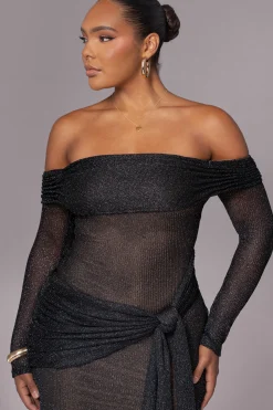 Black Island Elegance Drape Dress