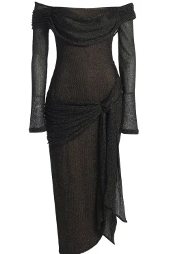 Black Island Elegance Drape Dress
