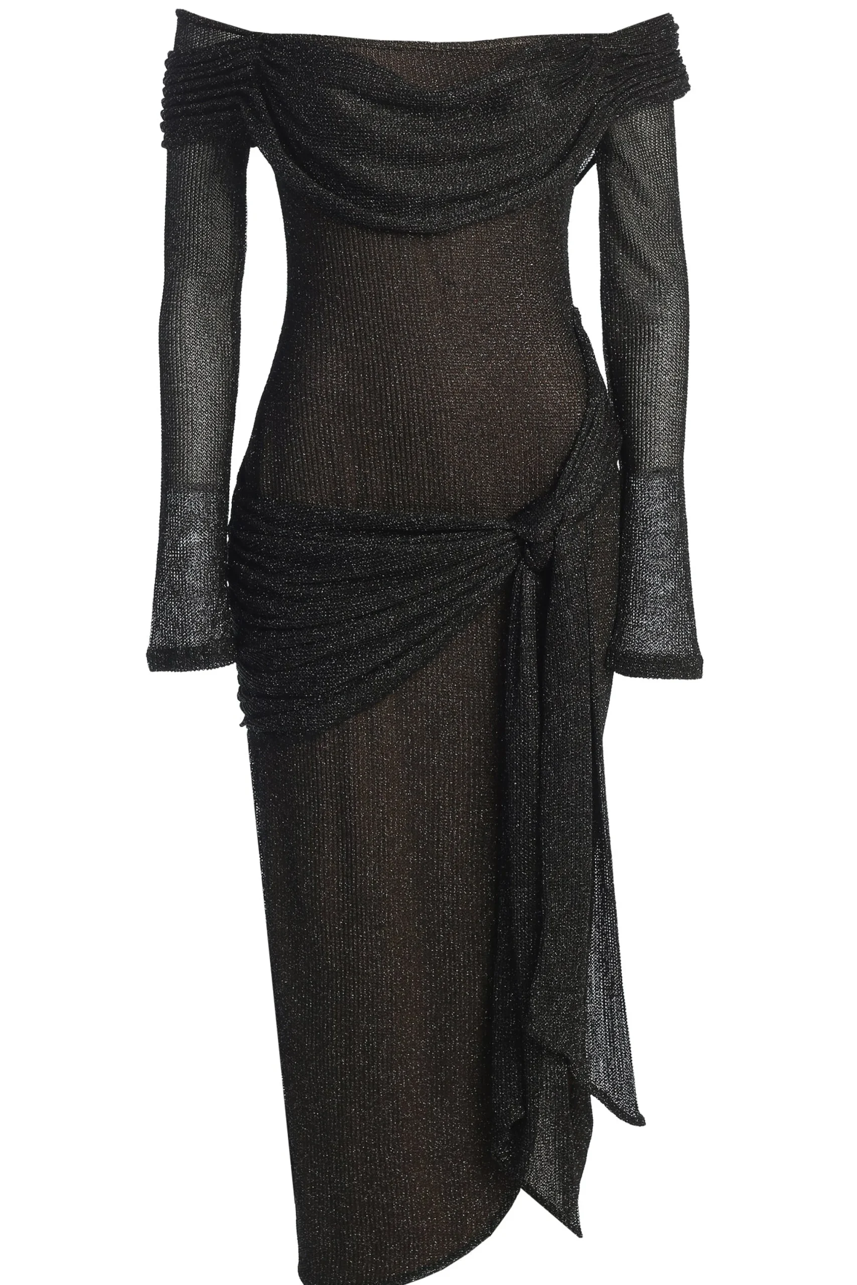 Black Island Elegance Drape Dress
