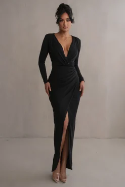 Black Jamie Plunge Maxi Dress