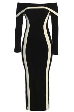 Black Janet Off Shoulder Maxi Dress