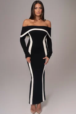 Black Janet Off Shoulder Maxi Dress