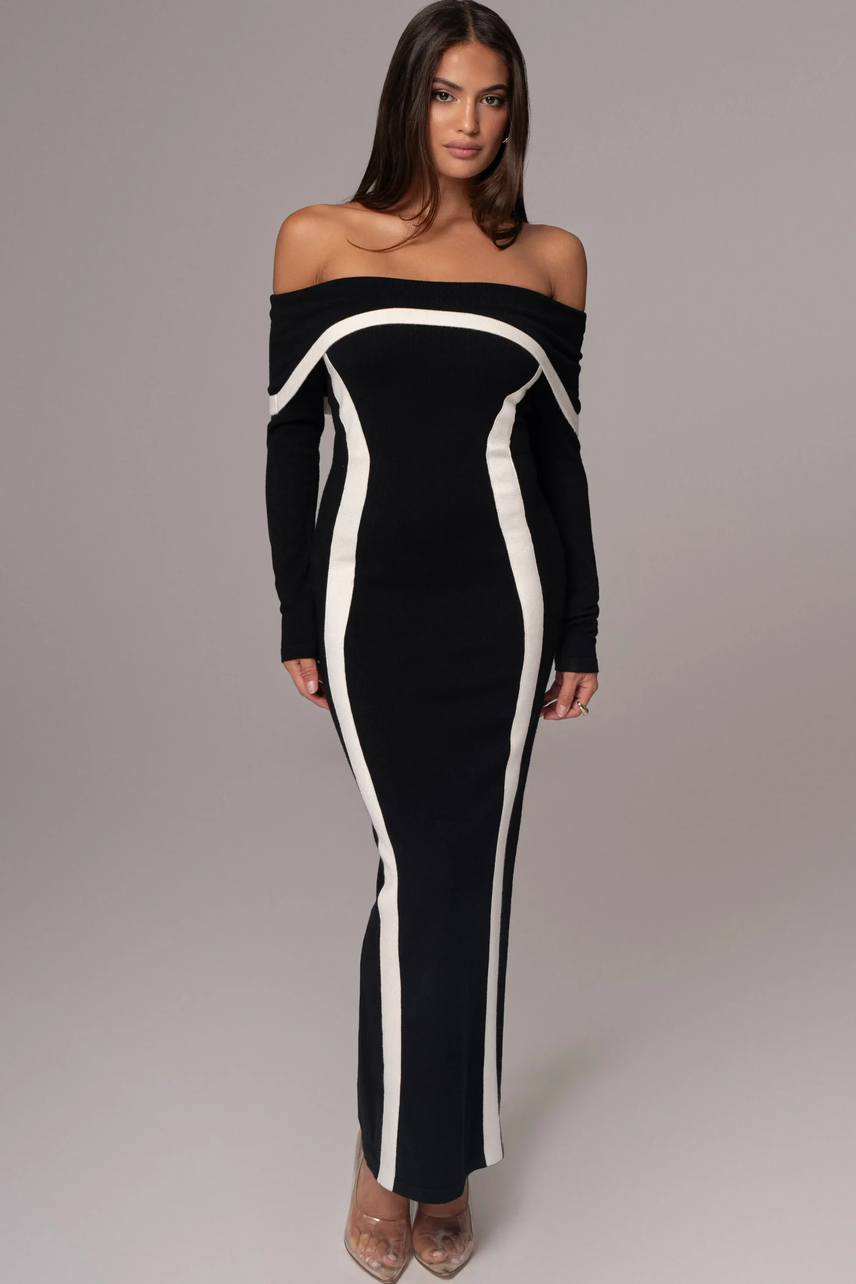 Black Janet Off Shoulder Maxi Dress