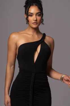 Black Jess Ruched Midi Dress