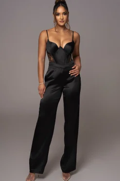 Black Joana Cutout Satin Trousers