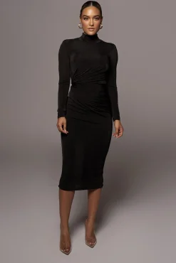 Black Kara Mock Neck Dress