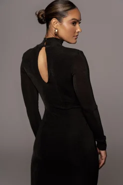 Black Kara Mock Neck Dress