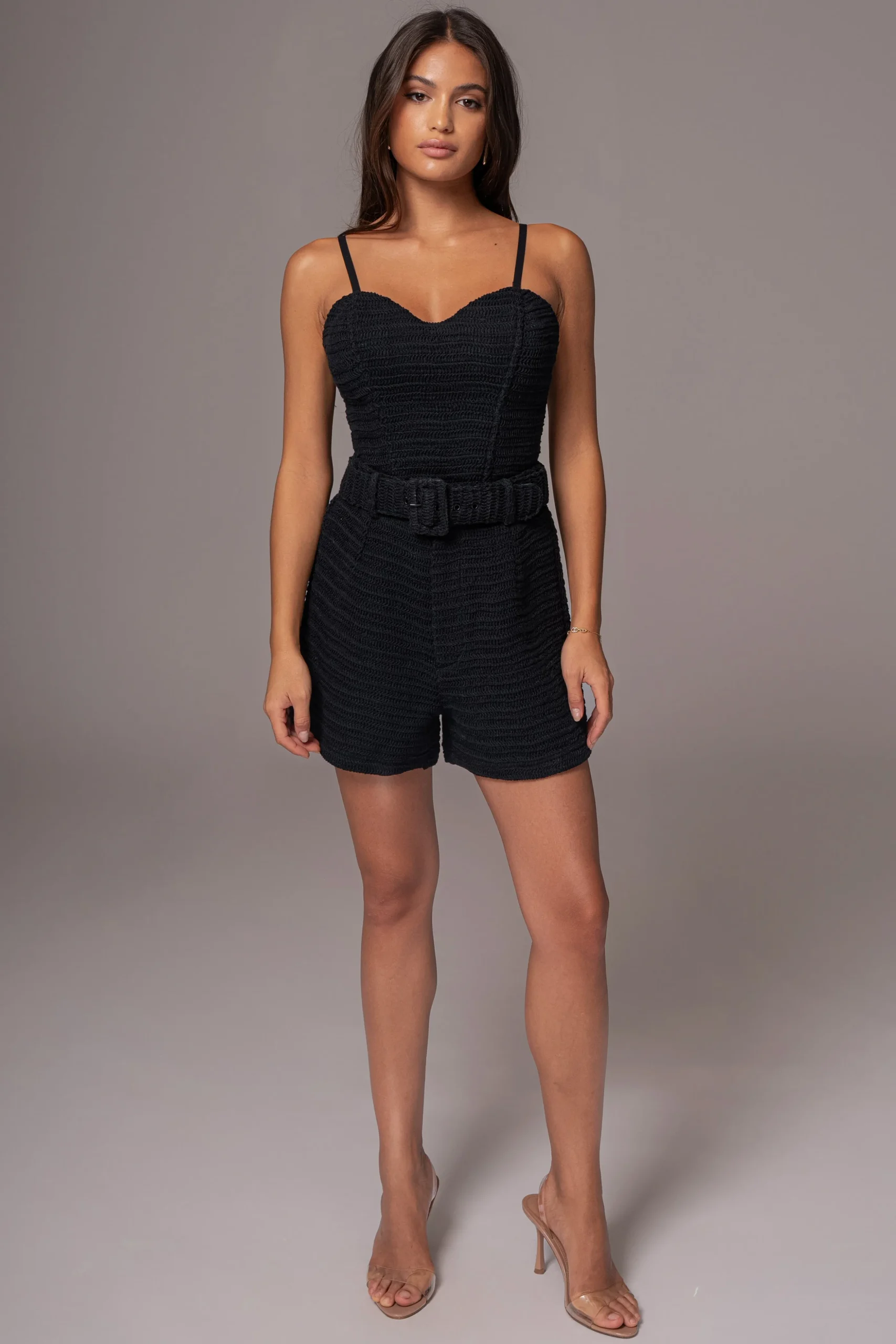 Black Kelsie Belted Shorts