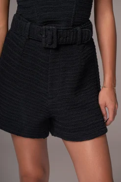 Black Kelsie Belted Shorts