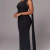 Black Kianna Drape Maxi Dress