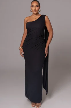 Black Kianna Drape Maxi Dress