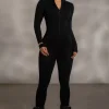 Black Kris Front Zipper Jumpsuit