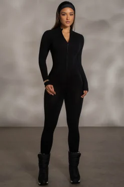 Black Kris Front Zipper Jumpsuit