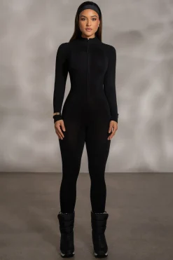 Black Kris Front Zipper Jumpsuit